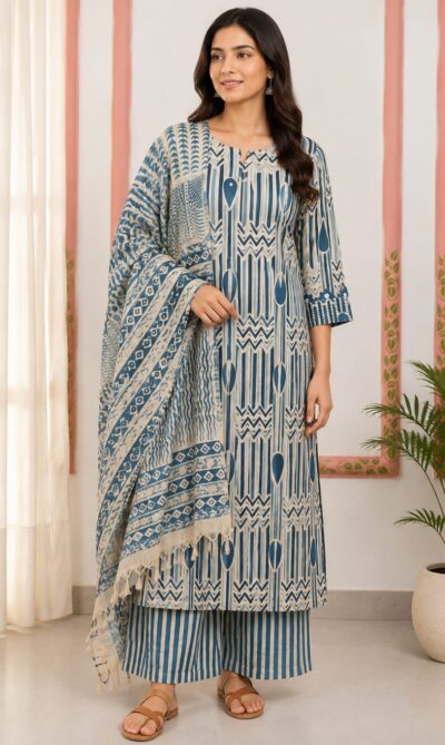 JDV PURE COTTON THREE PIECE READYMADE IN WHOLESALE