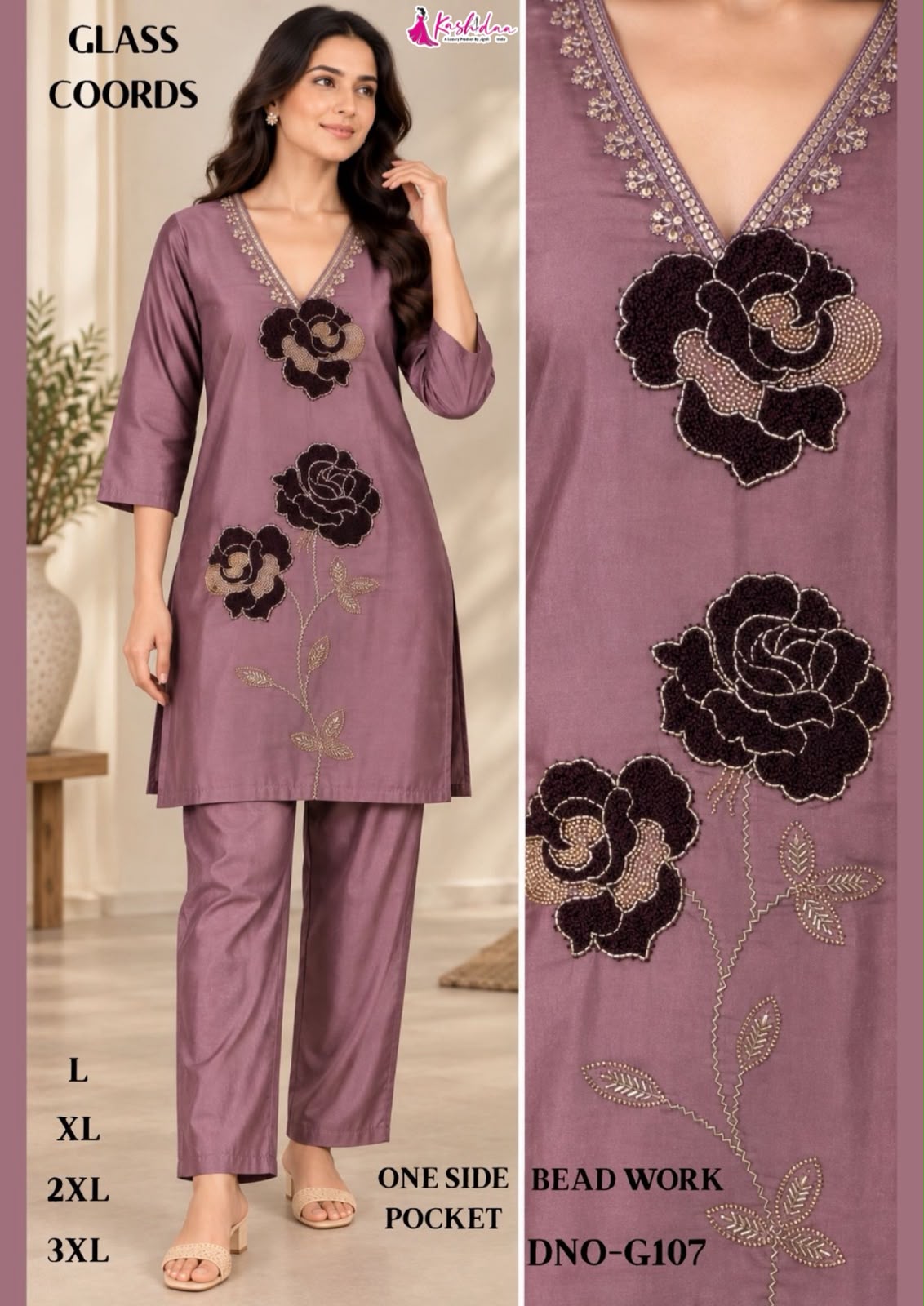 KASHIDAA GLASS CO ORD SET IN WHOLESALE