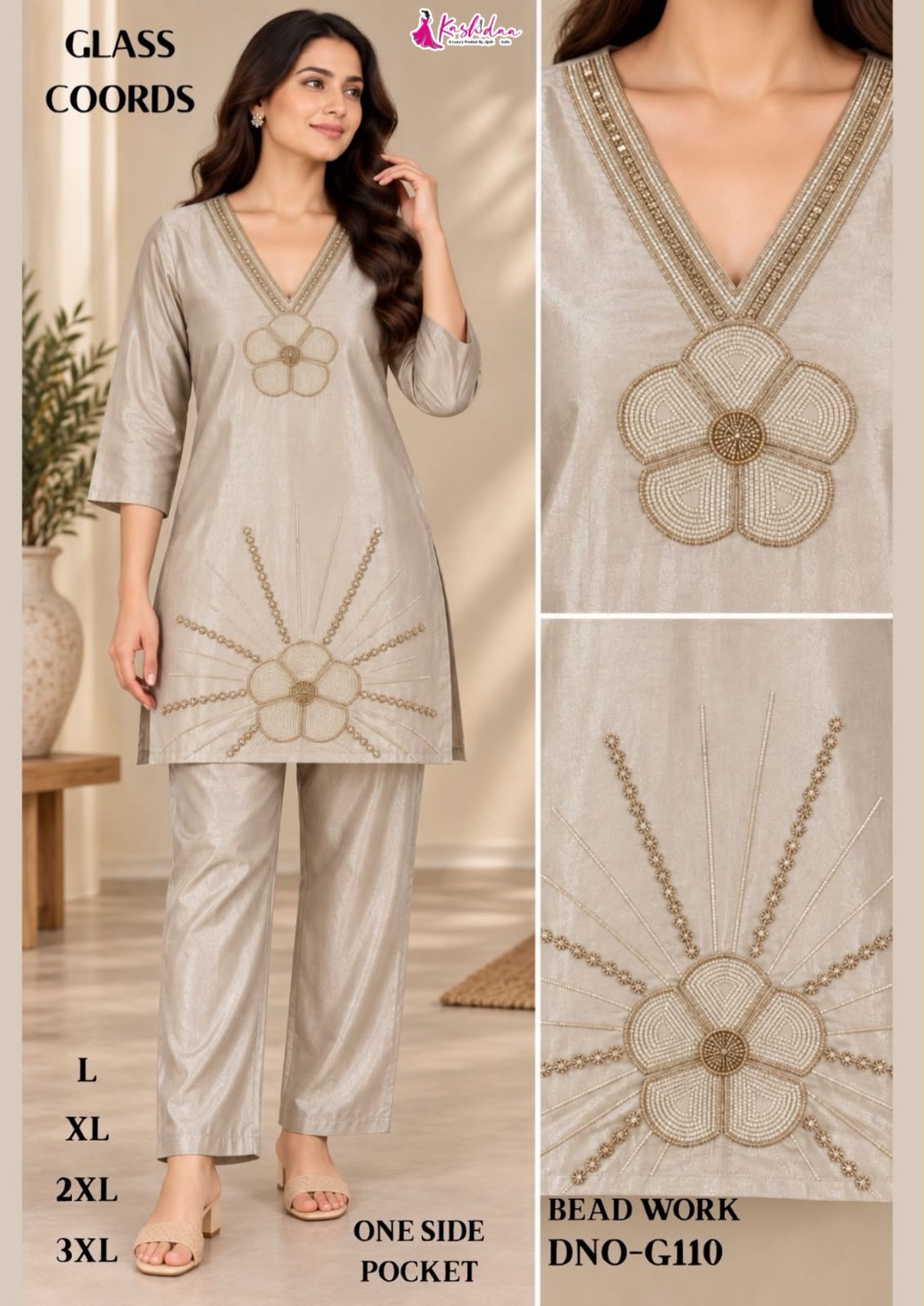KASHIDAA GLASS CO ORD SET IN WHOLESALE