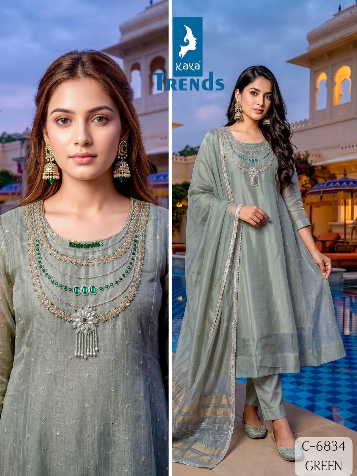 KAYA 6834 CRUSH TISSUE GHERA WORK SALWAR