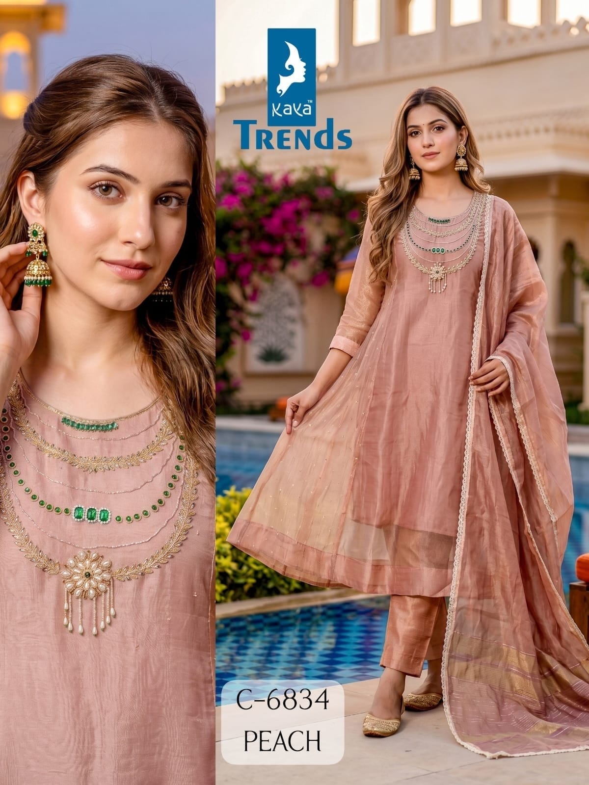 KAYA 6834 CRUSH TISSUE GHERA WORK SALWAR