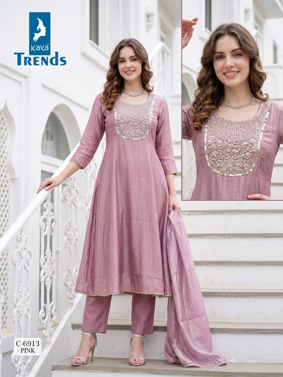 KAYA 6913 CRUSH TISSUE HANDWORK THREE PIECE