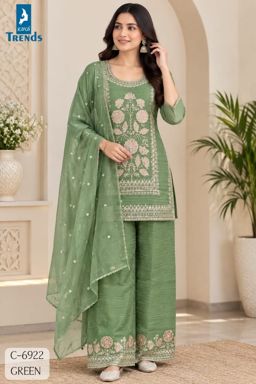 KAYA 6922 CRUSH TISSUE GOTA PATTI SHORT KURTI