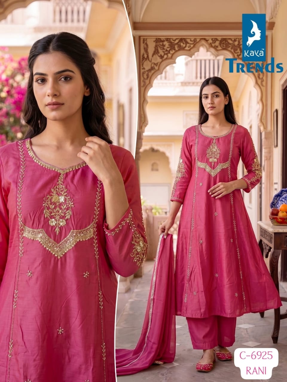 KAYA 6925 MULL CHANDERI HANDWORK THREE PIECE