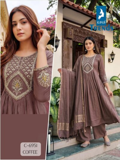 KAYA 6951 A LINE GHERA FANCY KURTI IN WHOLESALE
