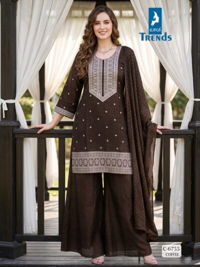 KAYA D NO 6755 VICHITRA SILK THREE PIECE SET