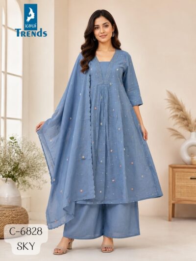 KAYA D NO 6828 CRUSH GHERA EMBROIDERED KURTI