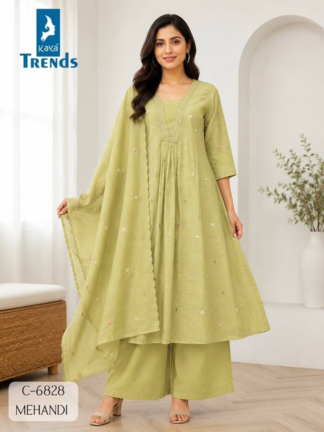 KAYA D NO 6828 CRUSH GHERA EMBROIDERED KURTI