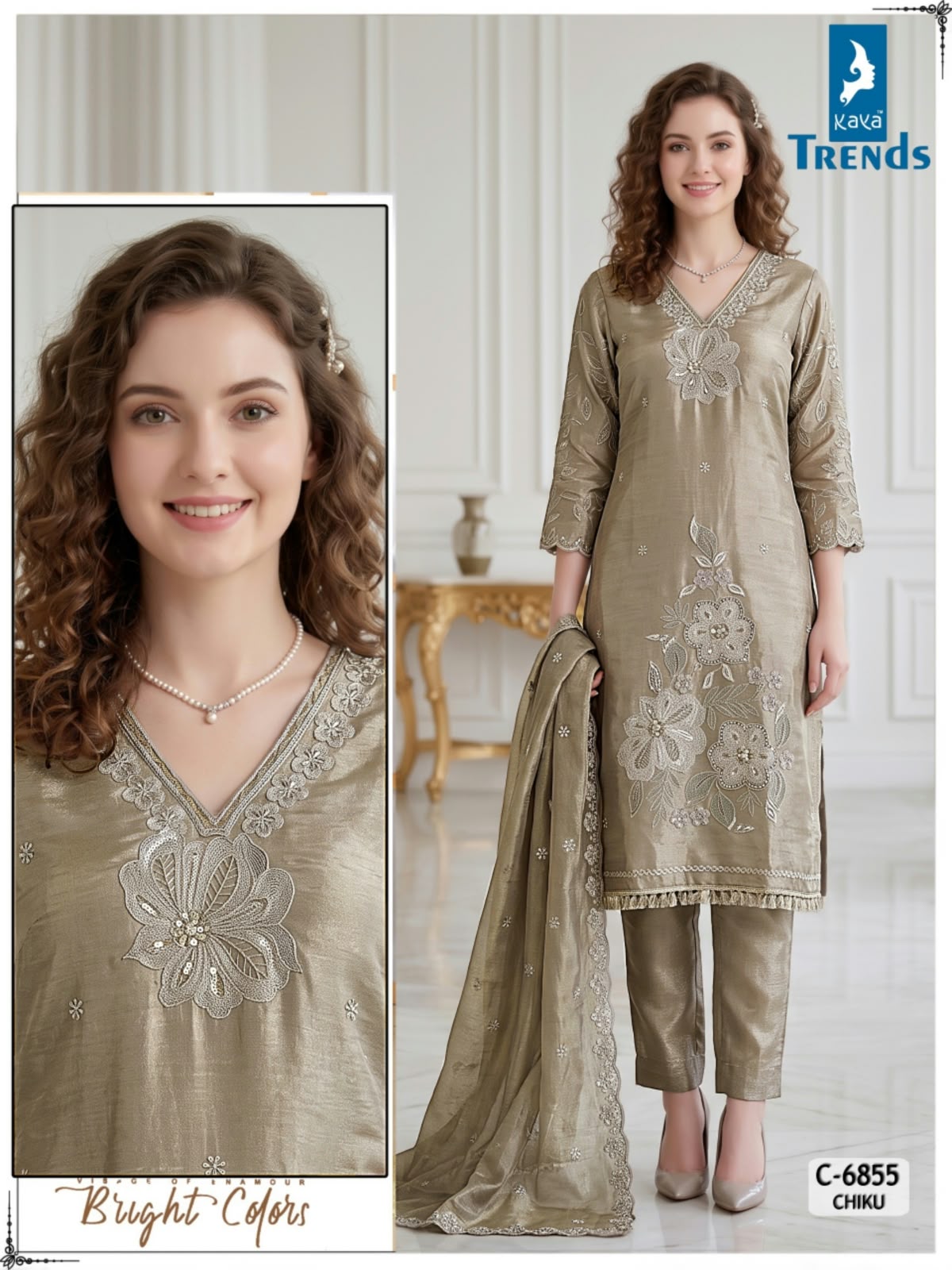 KAYA D NO 6855 EMBROIDERED THREE PIECE SET