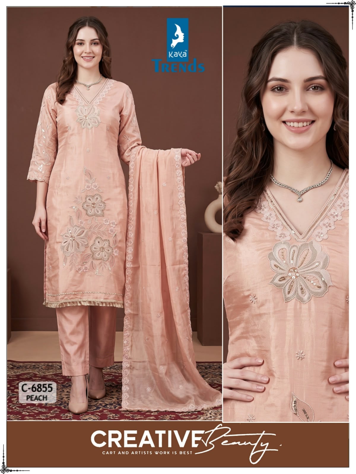 KAYA D NO 6855 EMBROIDERED THREE PIECE SET