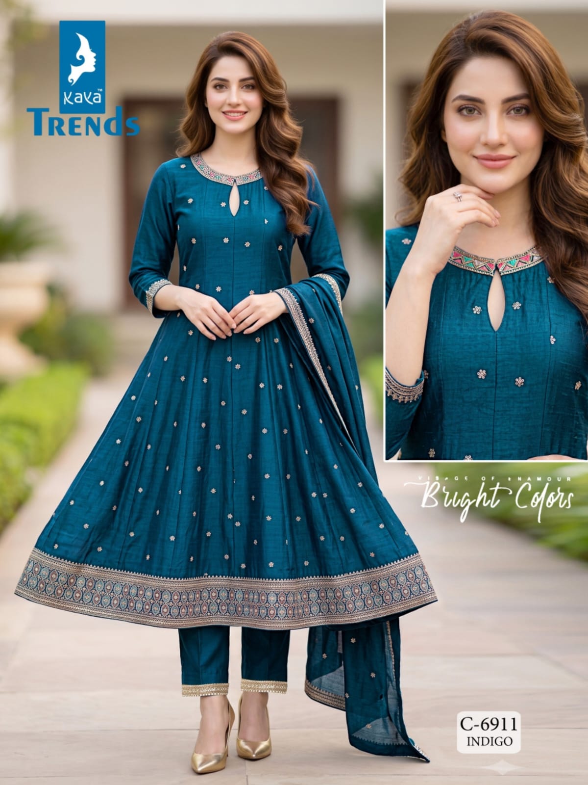 KAYA D NO 6911 ANARKALI THREE PIECE SET WHOLESALE