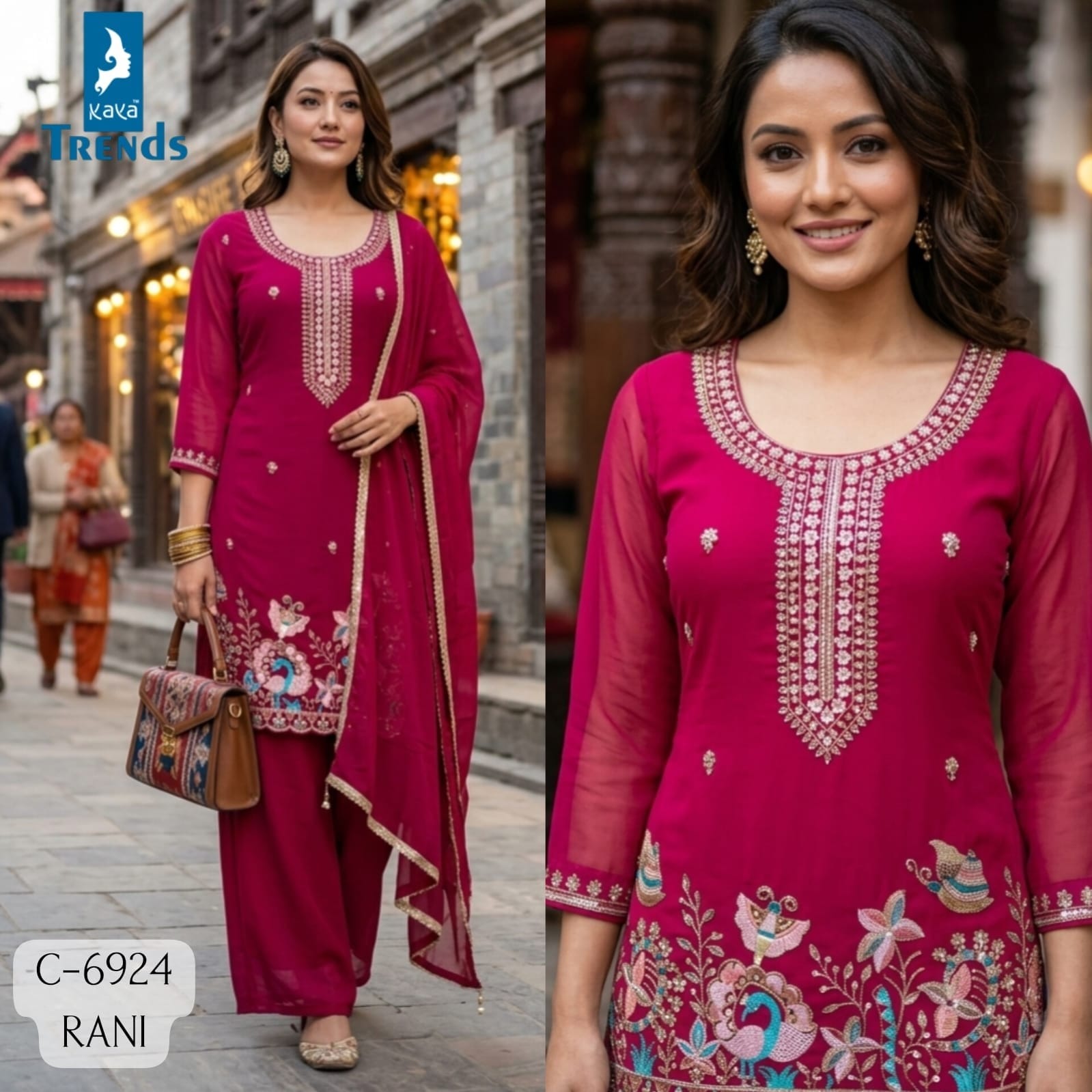 KAYA D NO 6924 GEORGETTE BEATS WORK THREE PIECE