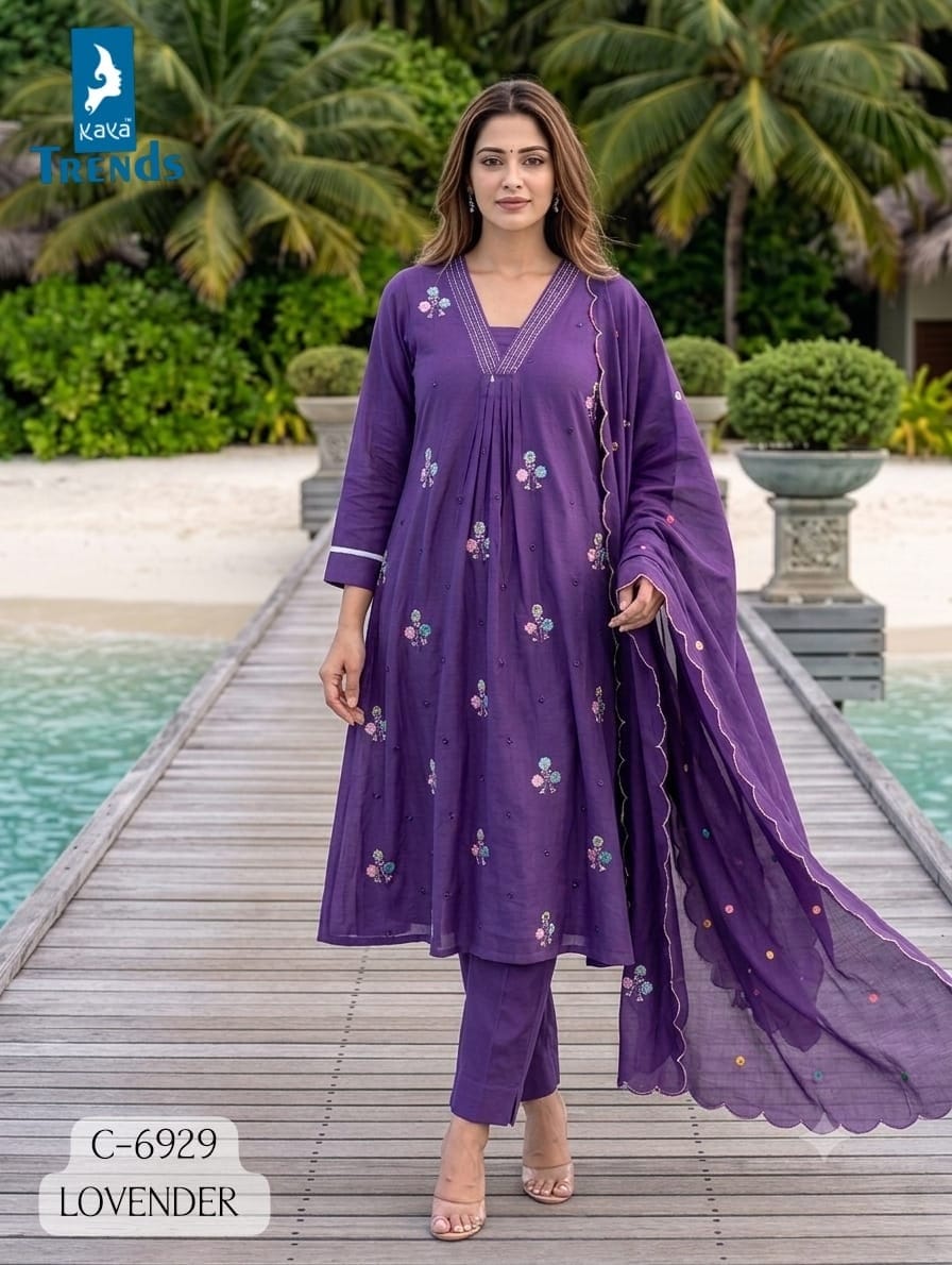 KAYA D NO 6929 EMBROIDERED THREE PIECE WHOLESALE