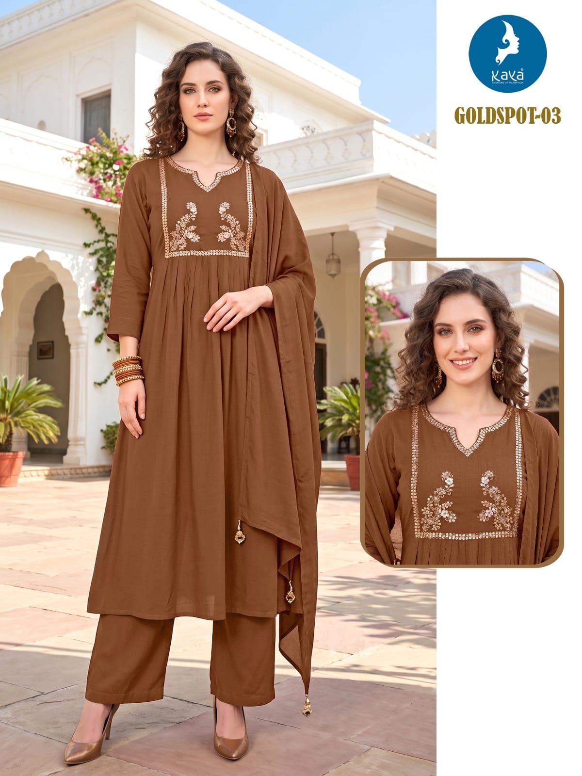 KAYA GOLD SPOT THREE PIECE ANARKALI CONCEPT