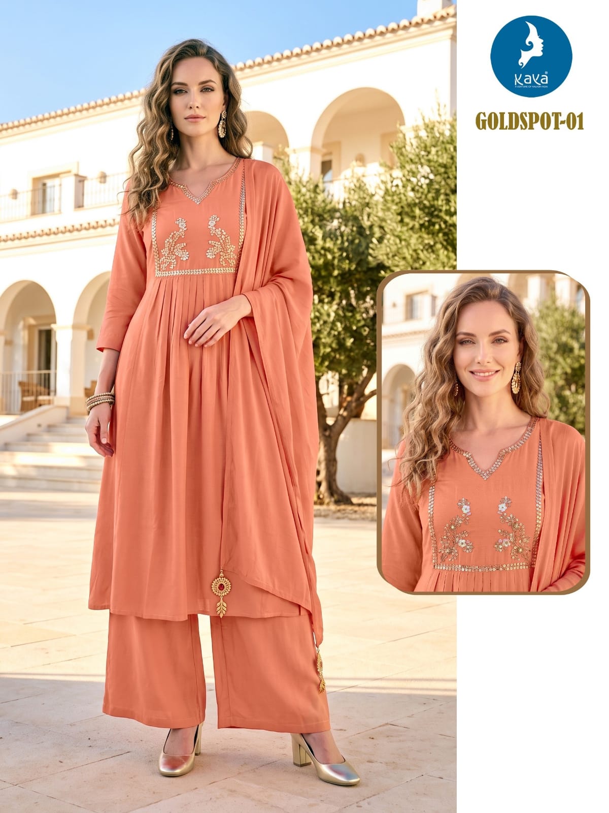 KAYA GOLD SPOT THREE PIECE ANARKALI CONCEPT