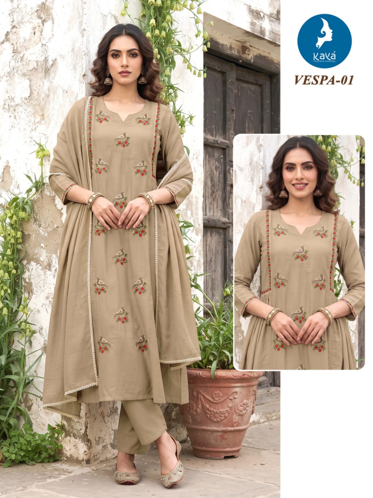 KAYA VESPA THREE PIECE ANARKALI SET IN WHOLESALE