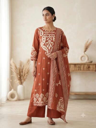 LATEST COTTON PRINTED THREE PIECE SET IN WHOLESALE