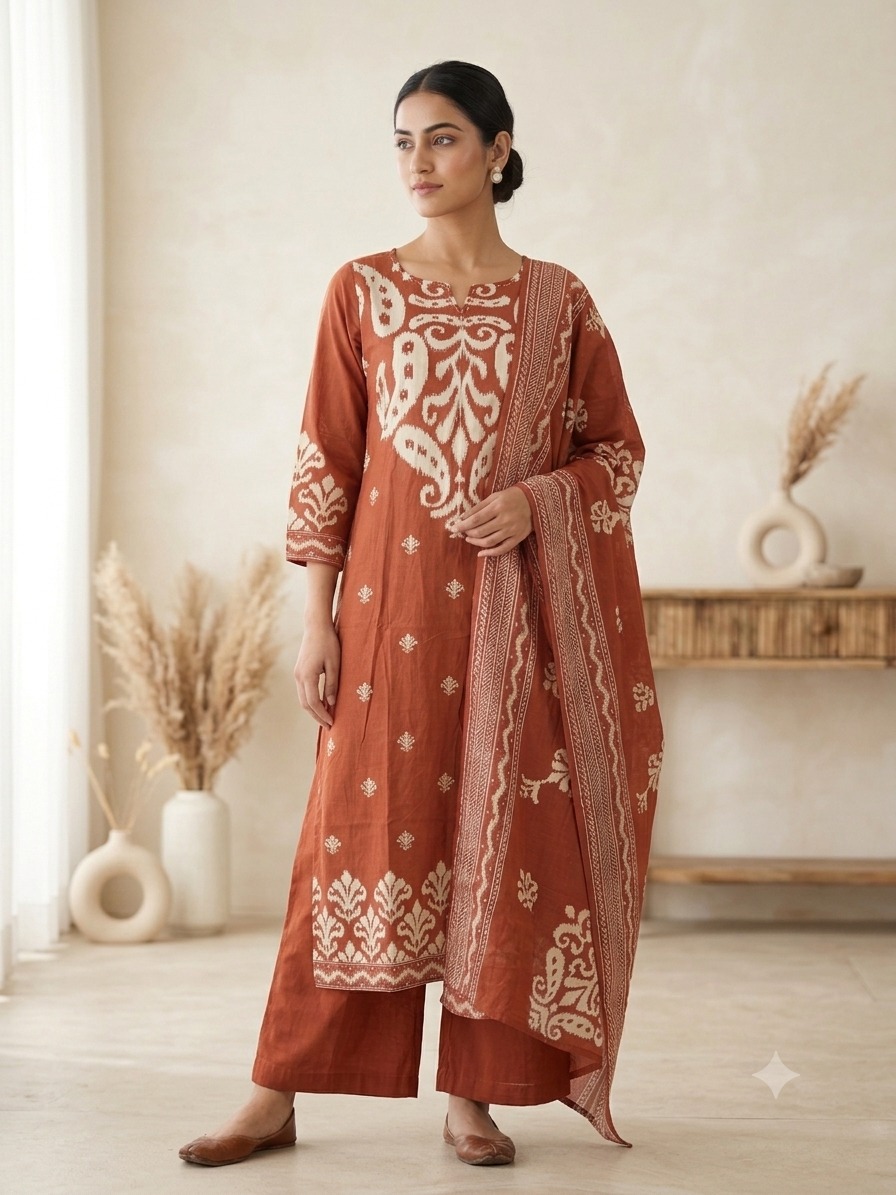 LATEST COTTON PRINTED THREE PIECE SET IN WHOLESALE