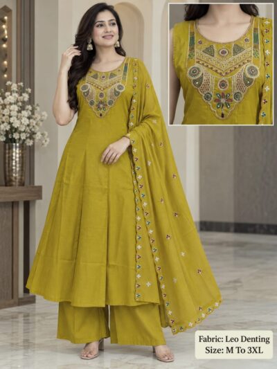 LATEST DESIGNER ROUND PLAZA PAIR THREE PIECE