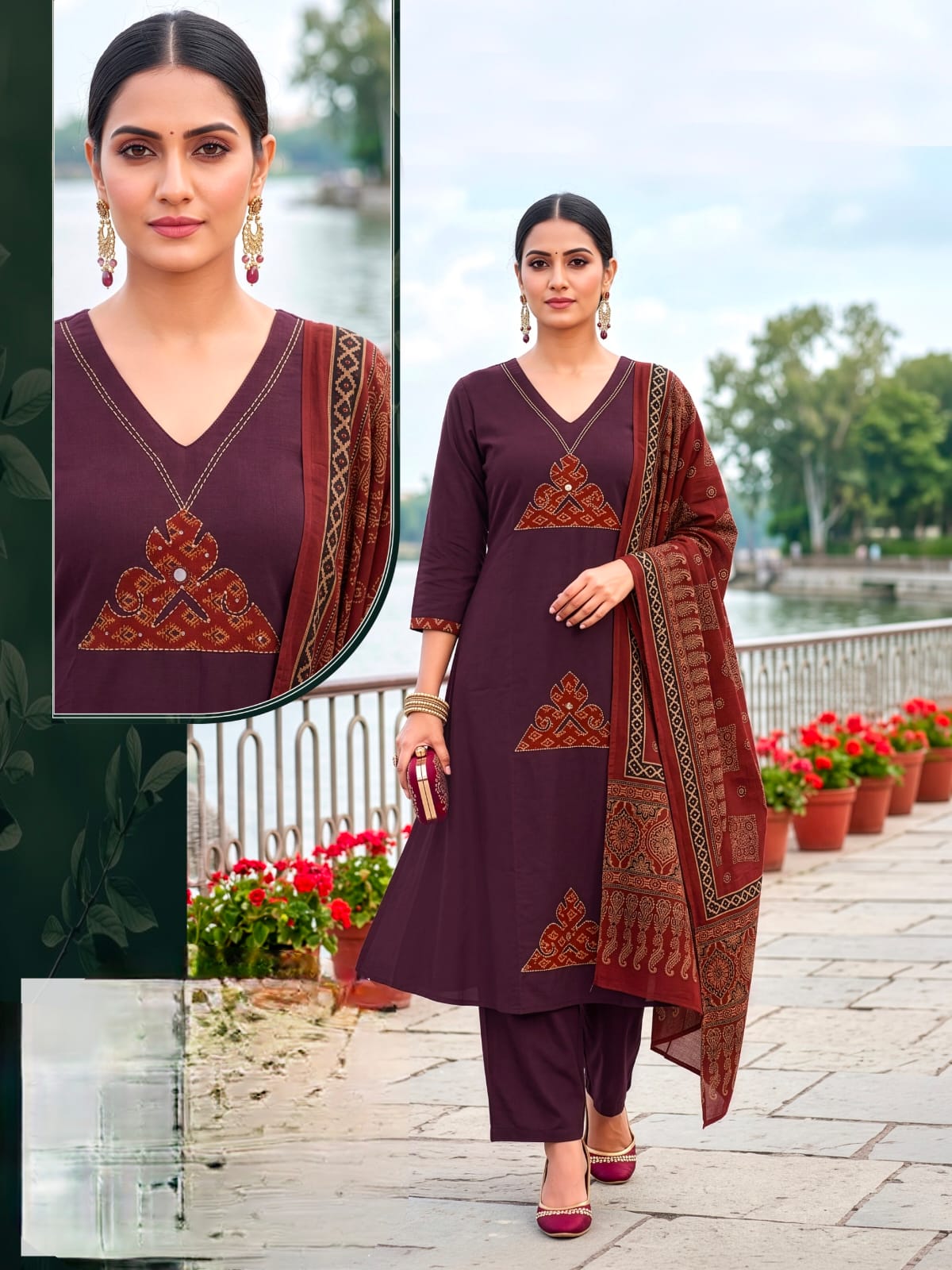 LATEST DHABU COTTON THREE PIECE IN WHOLESALE