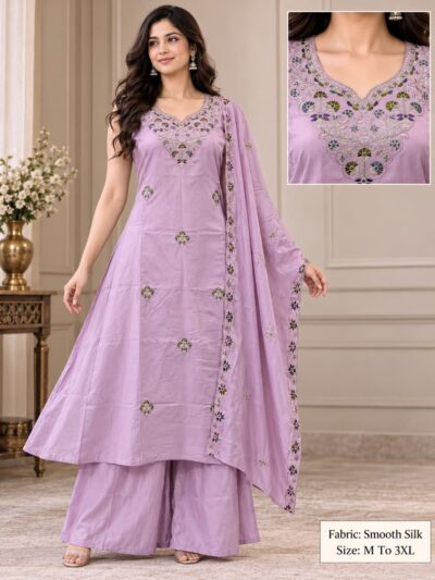 LATEST SOFT SILK EMBROIDERED THREE PIECE WHOLESALE