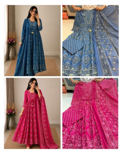 MT 101 BUTI FANCY PRINTED GOWN IN WHOLESALE