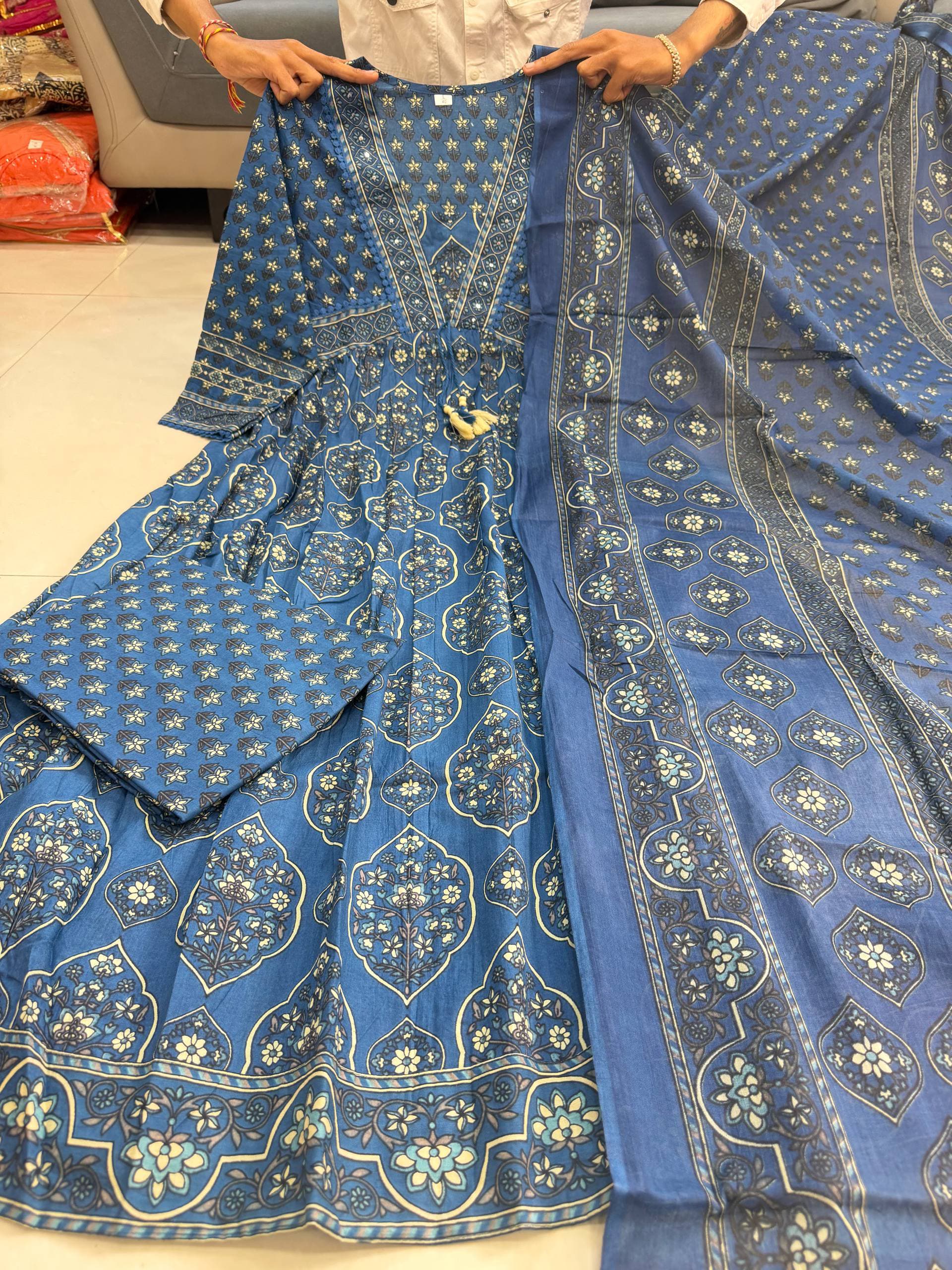 MT 101 BUTI FANCY PRINTED GOWN IN WHOLESALE