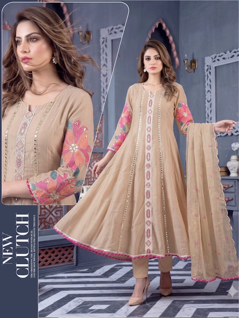 MUL CHANDERI HEAVY WORK GHERA THREE PIECE SET
