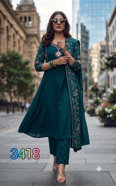 MULL CHANDERI 3417 3418 3419 FANCY THREE PIECE