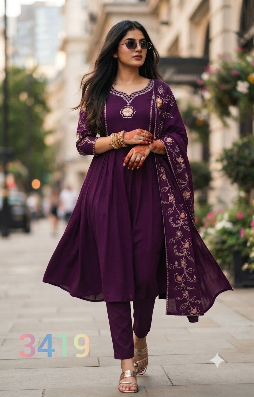 MULL CHANDERI 3417 3418 3419 FANCY THREE PIECE