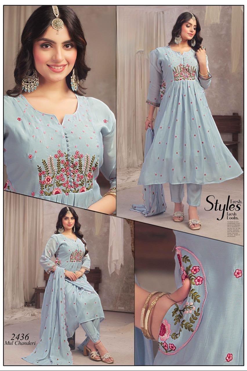 MULL CHANDERI BIG SIZE THREE PIECE COLLECTION