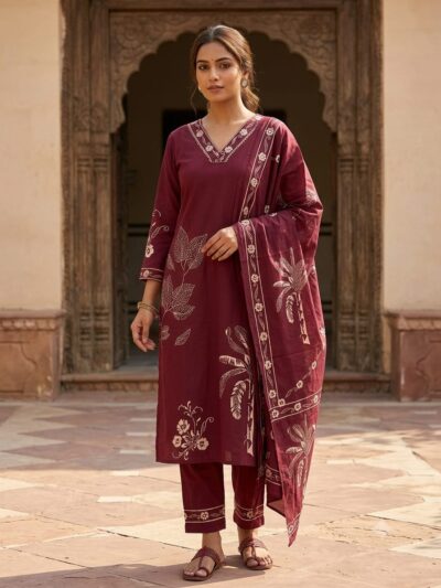 NF COTTON JAIPURI PRINTED THREE PIECE IN WHOLESALE