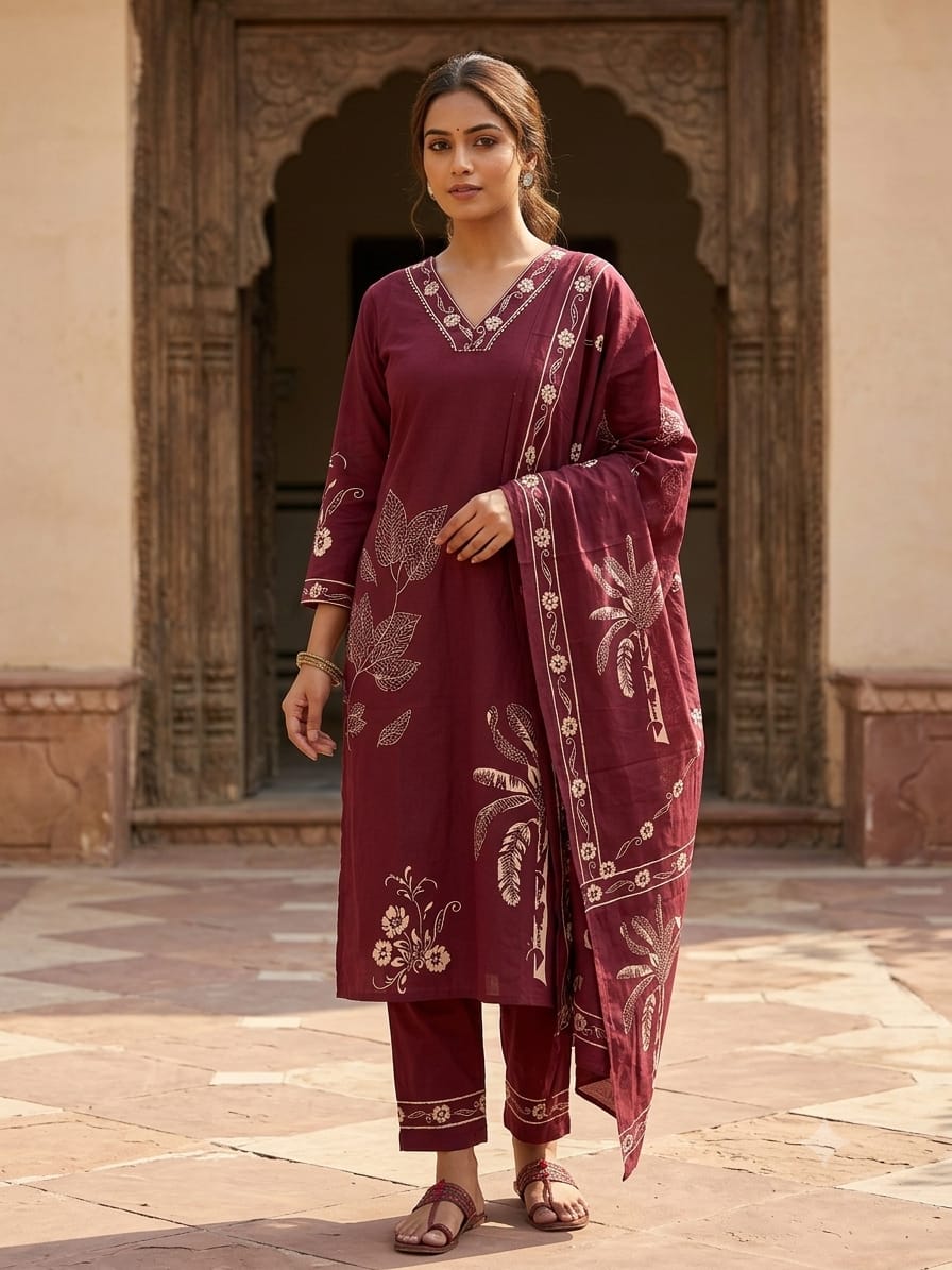 NF COTTON JAIPURI PRINTED THREE PIECE IN WHOLESALE