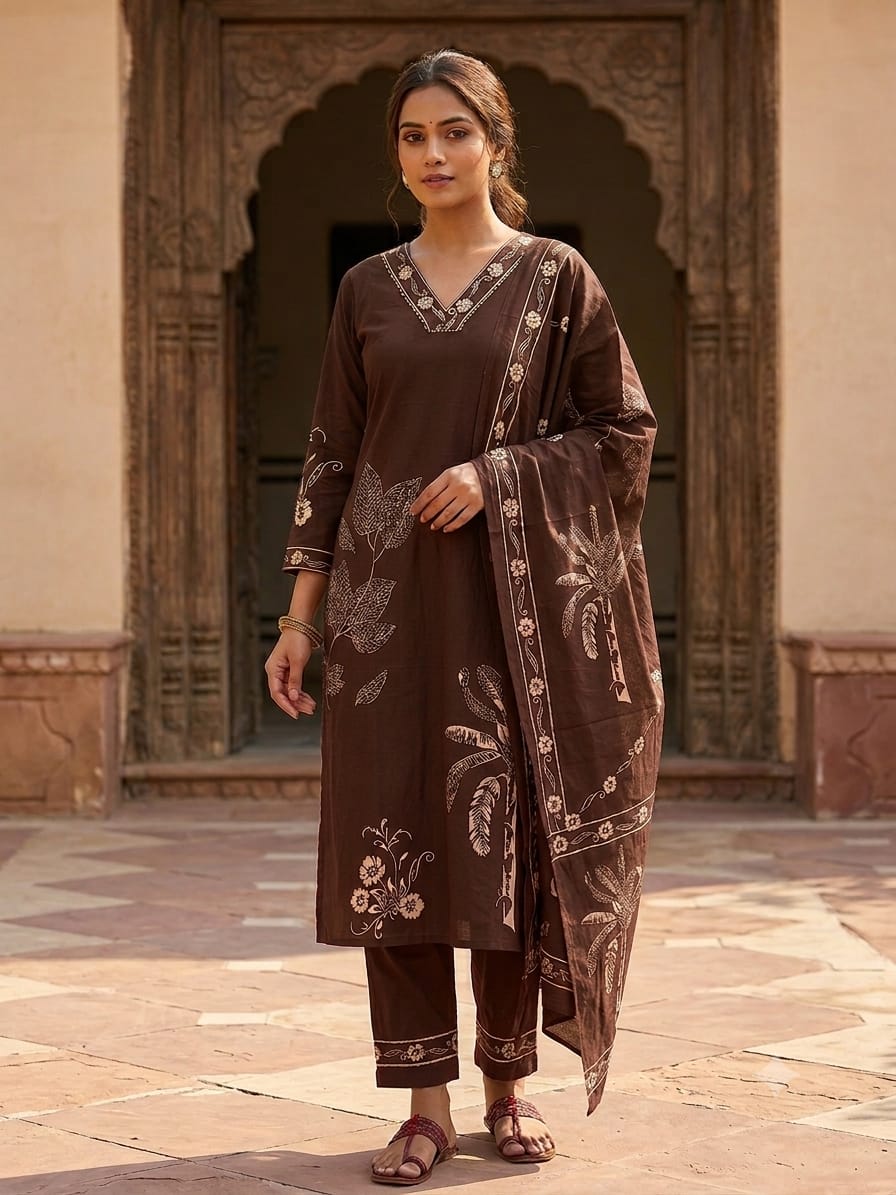 NF COTTON JAIPURI PRINTED THREE PIECE IN WHOLESALE