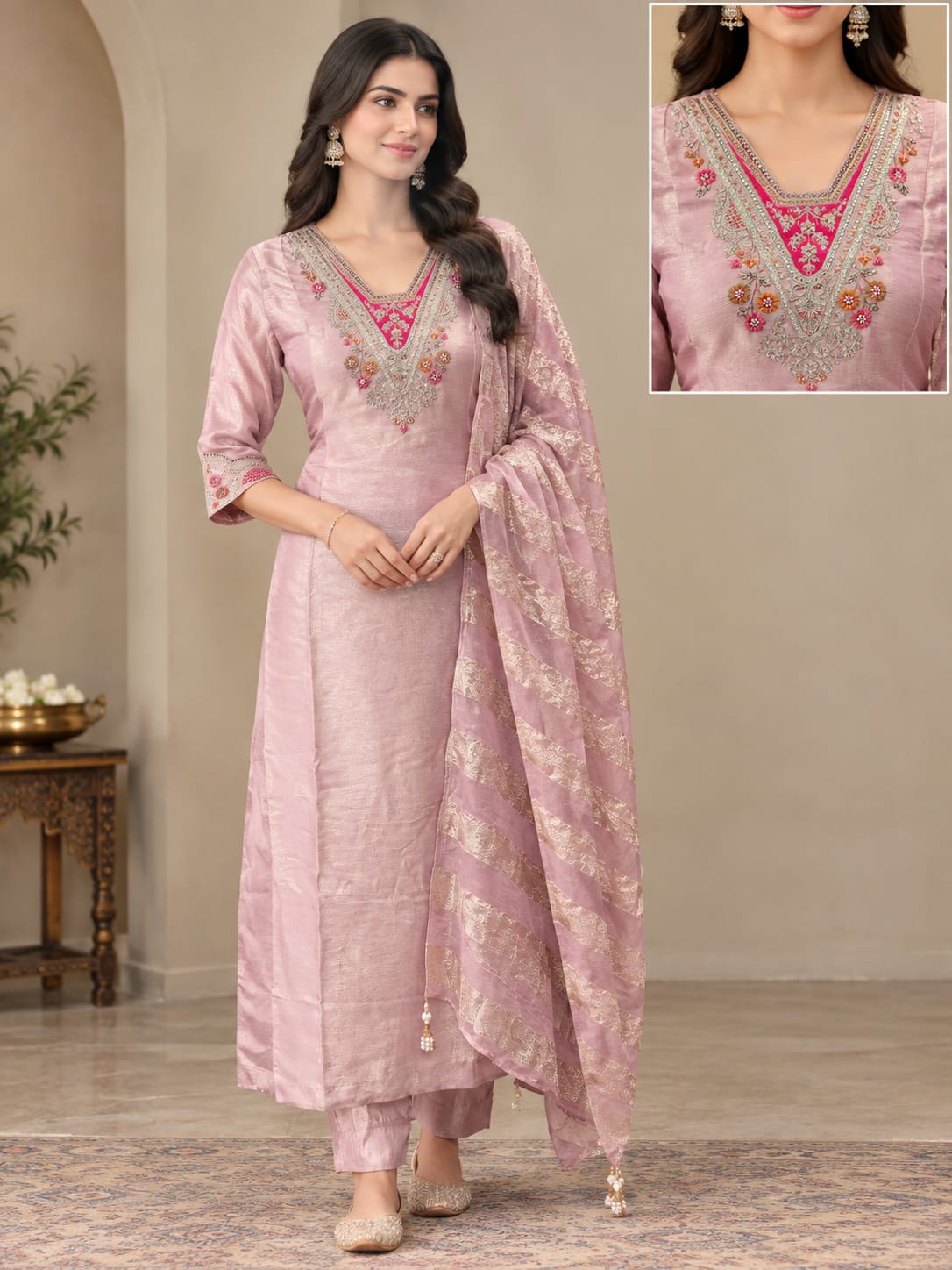 SOFT CHIFFON THREE PIECE ROUND PLAZA PAIR WHOLESALE