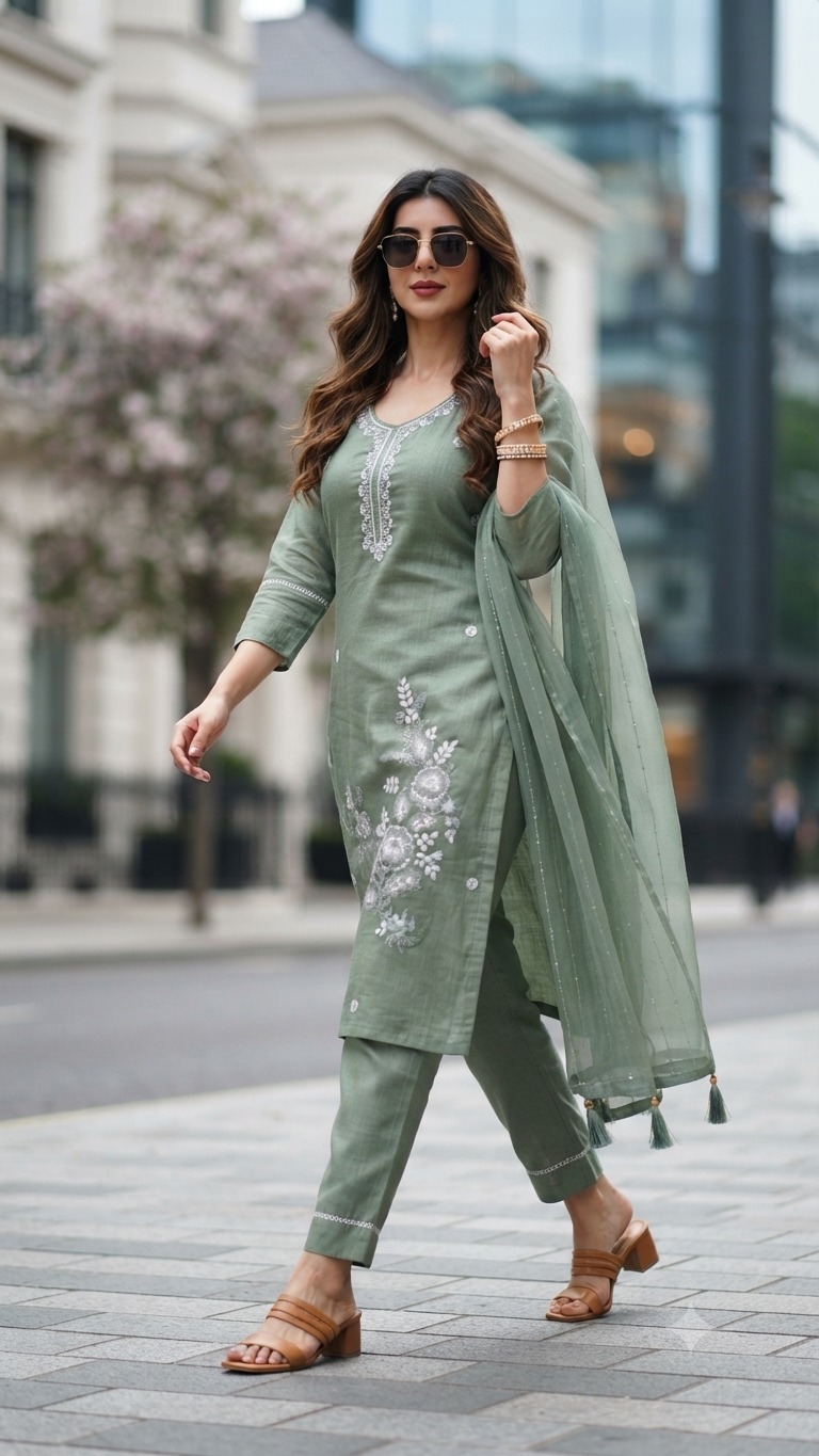 SOFTY SILK HANDWORK THREE PIECE IN WHOLESALE