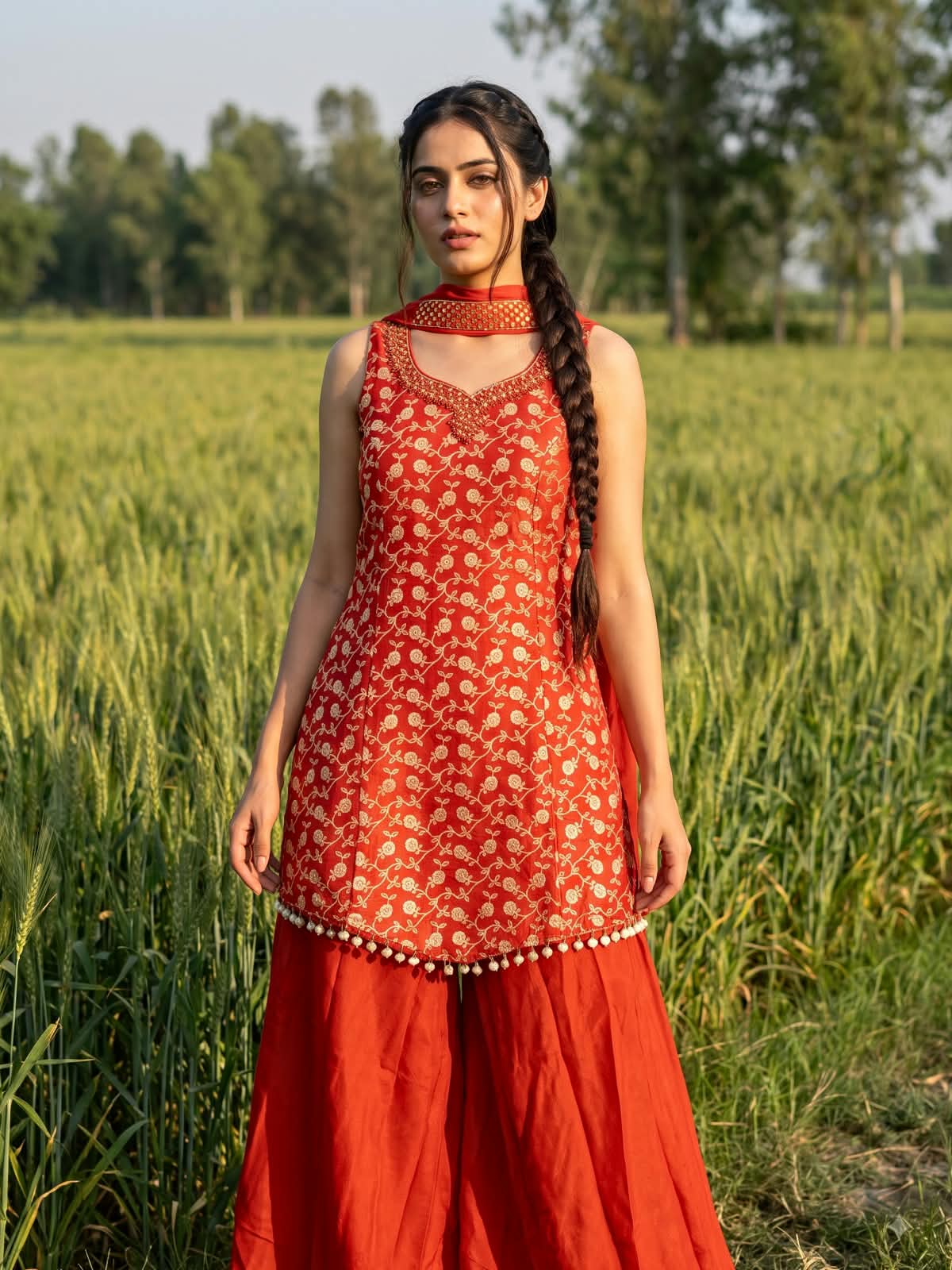SS 1995 CHANDERI JACQUARD WESTERN WEAR SET