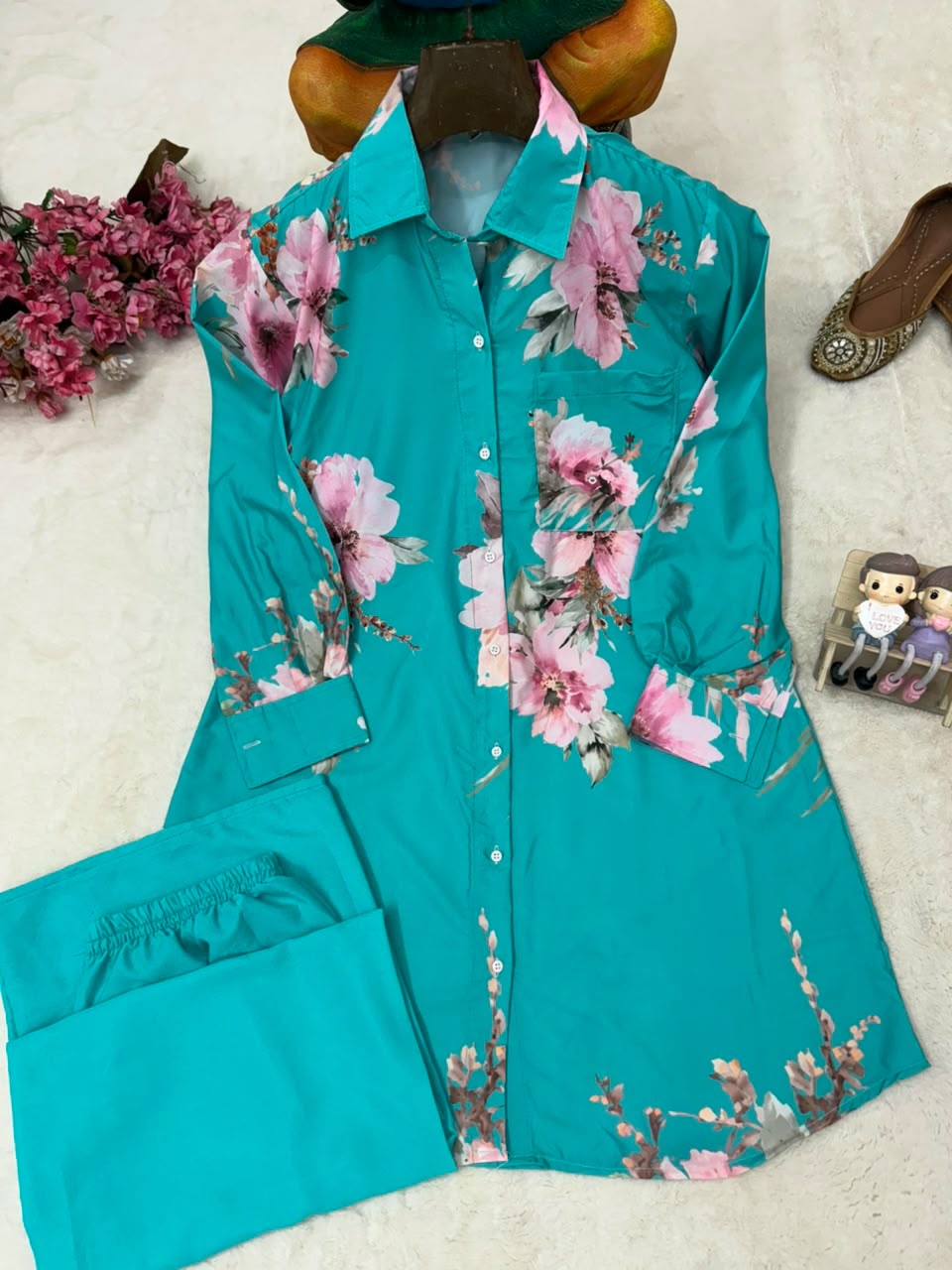 VF 249 PRINTED SILK CO ORD SET IN WHOLESALE