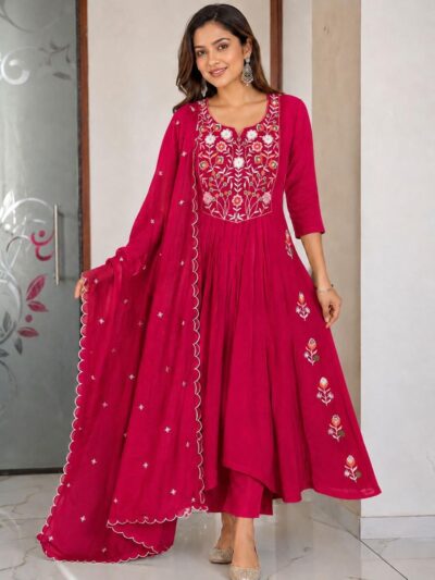 VK MUL CHANDERI THREE PIECE IN WHOLESALE