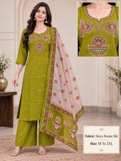 VKF SOFT SILK THREE PIECE LONG KURTI IN WHOLESALE