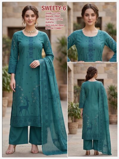 VKV DHABU COTTON BANDHEJ PRINTED THREE PEICE