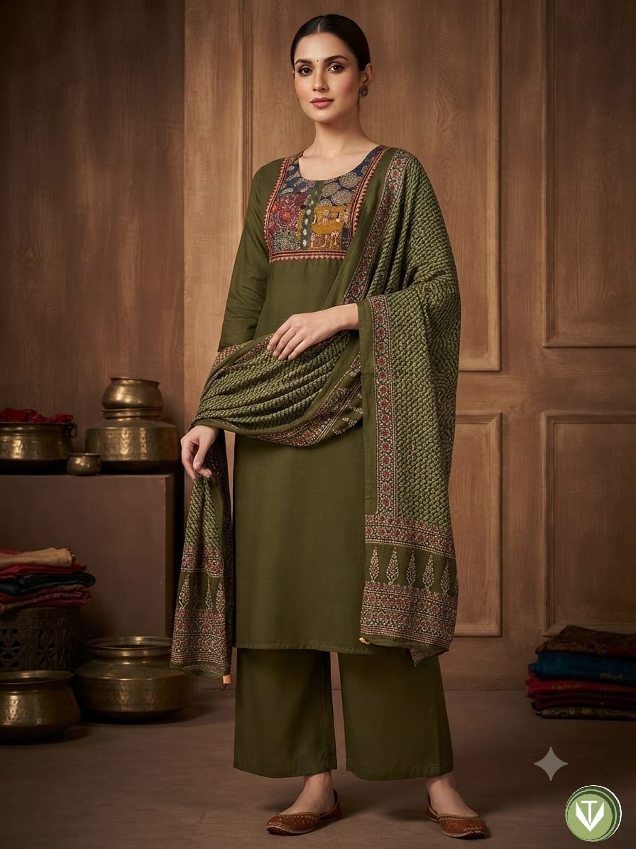 VRISHA 3096 DHABU COTTON PRINTED THREE PIECE