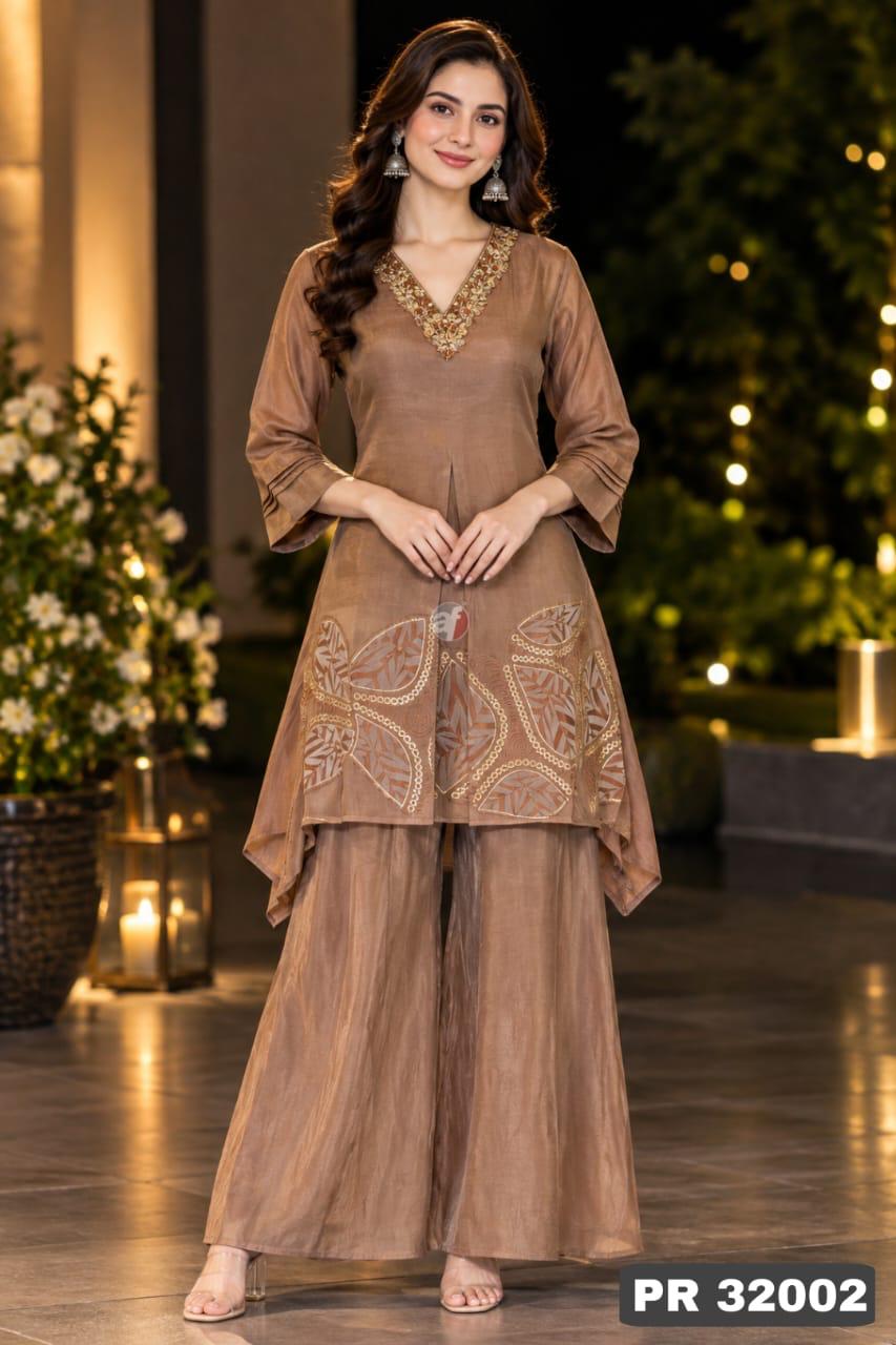 ANJU FABRICS 32002 TISSUE SHIMMER HANDWORK CO ORD SET