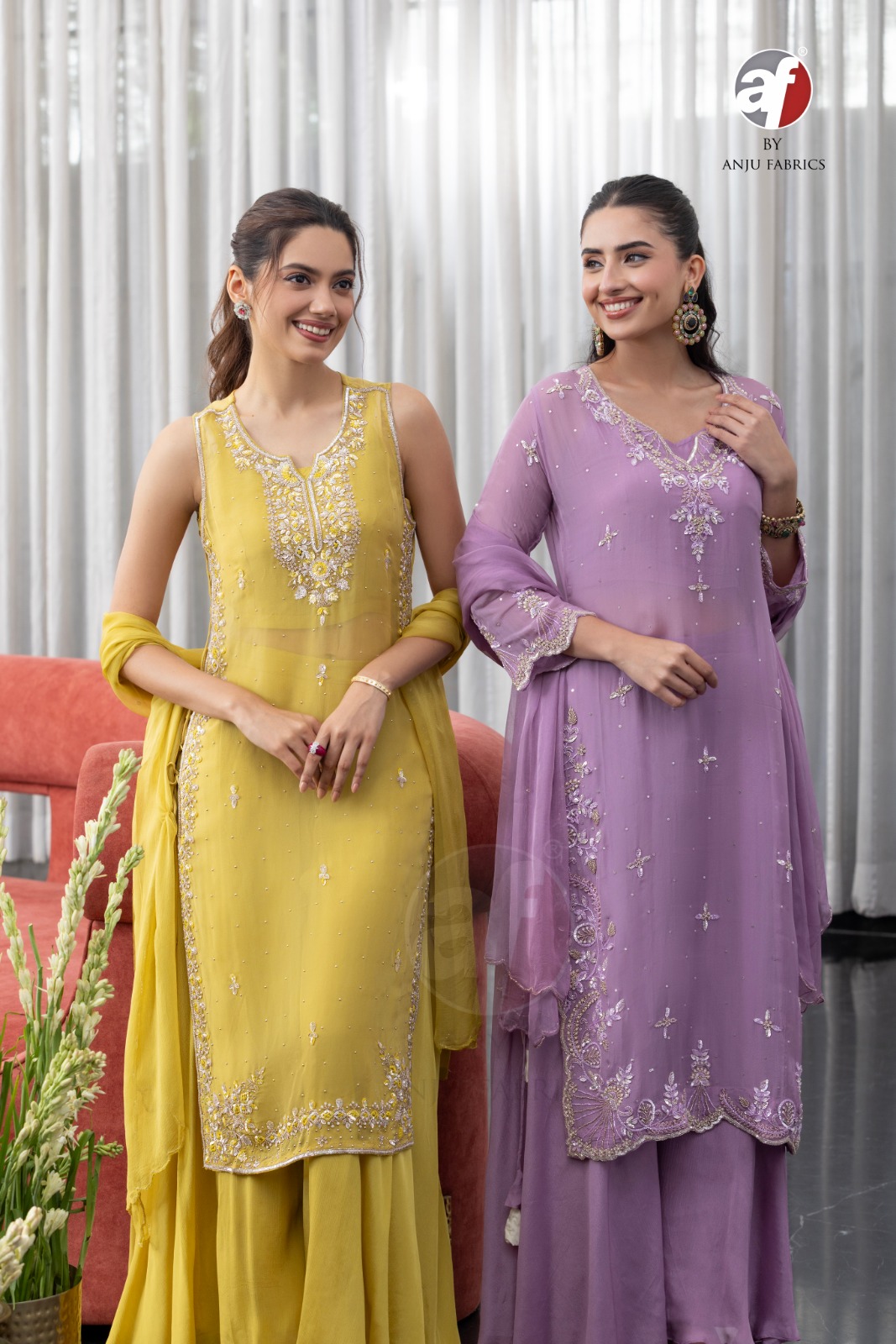 ANJU FABRICS 3933 PURE ORGANZA THREE PIECE WHOLESALE