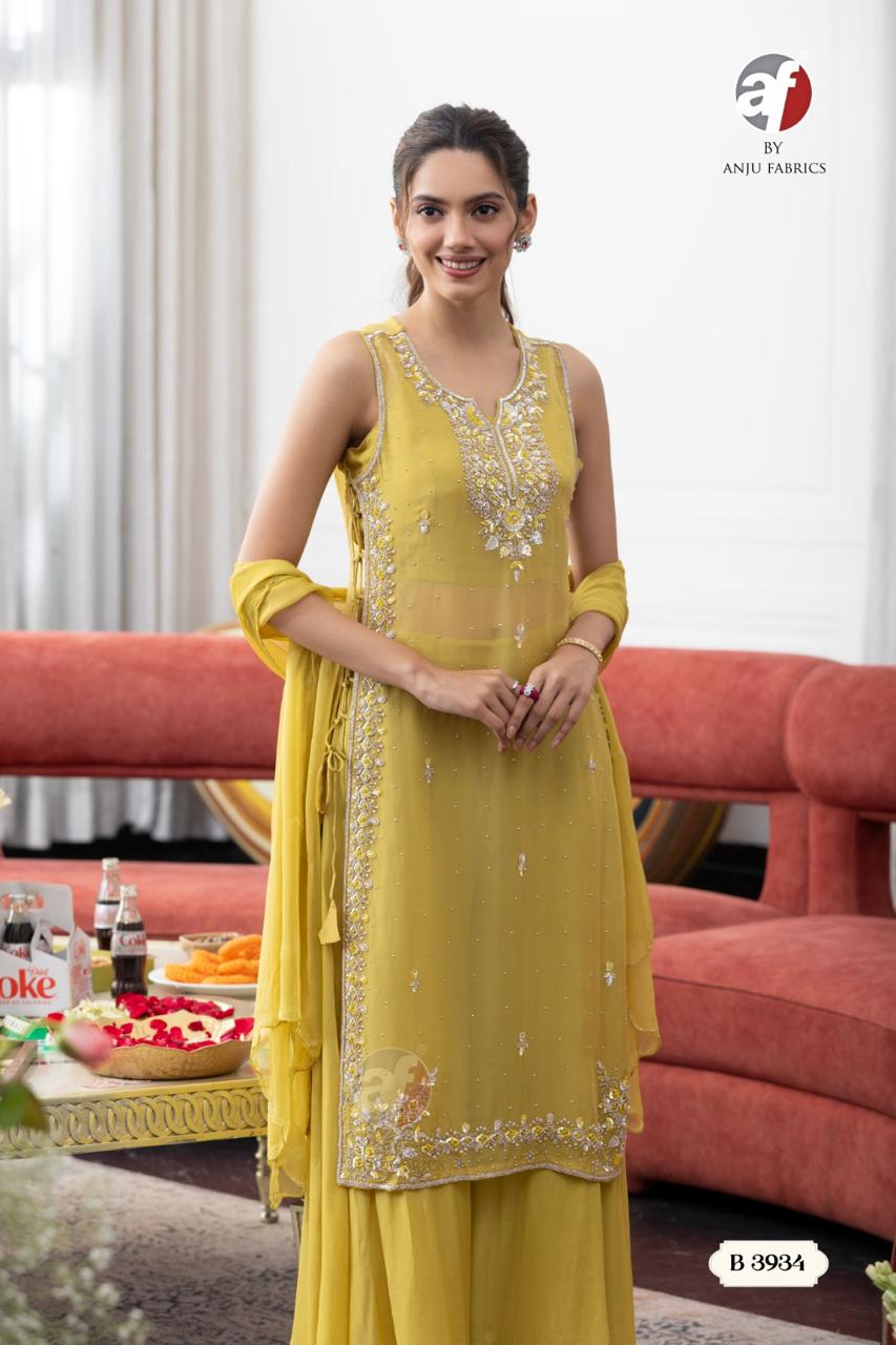 ANJU FABRICS 3933 PURE ORGANZA THREE PIECE WHOLESALE