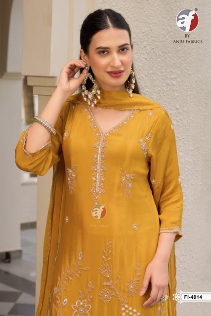 ANJU FABRICS 4014 PURE CHINON THREE PIECE KURTI
