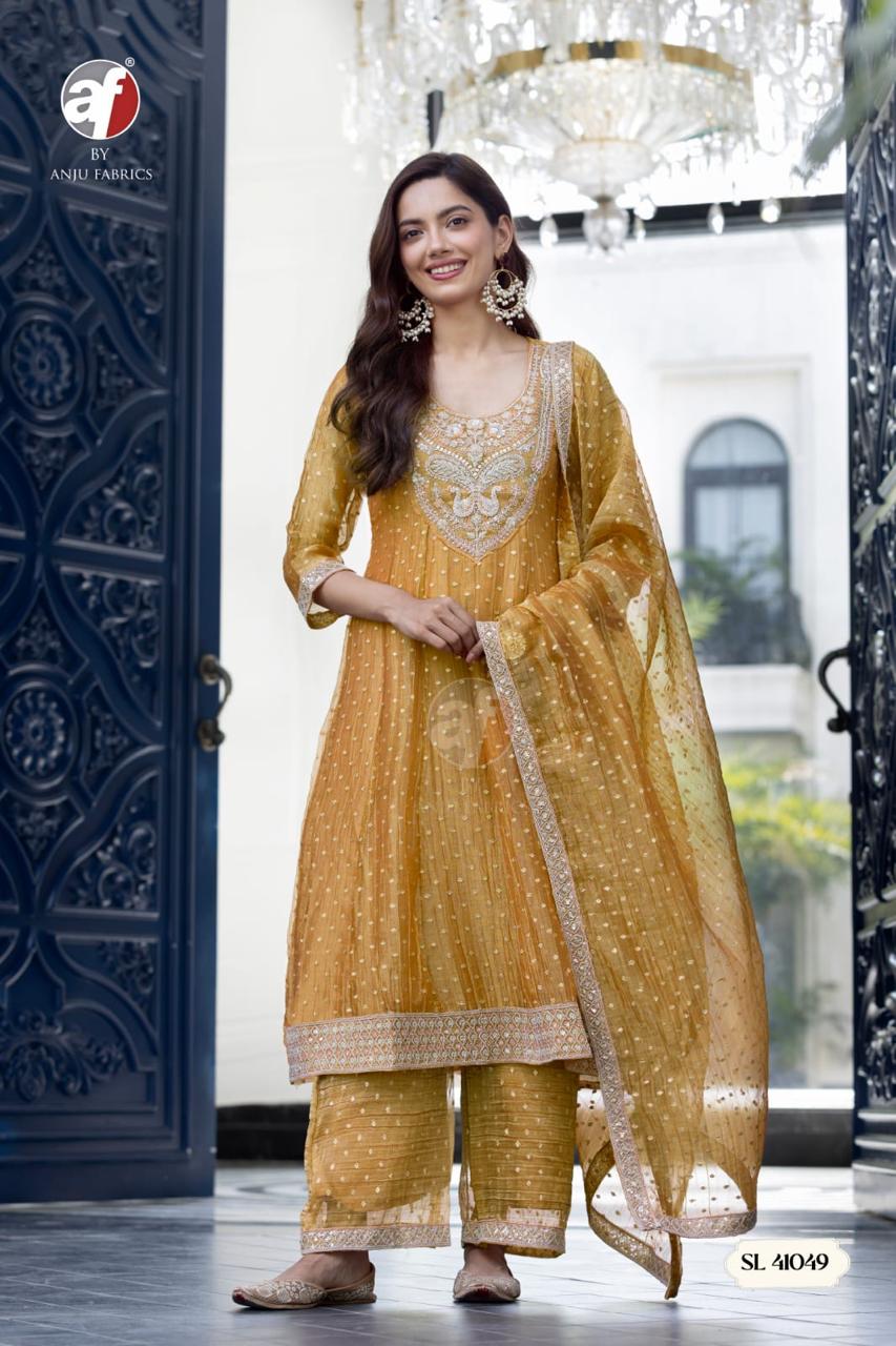 ANJU FABRICS 41049 TISSUE JACQARD KALI KURTI PALAZZO SET