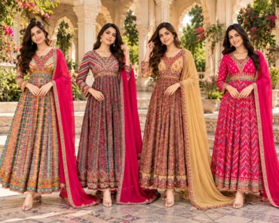 ANJU FABRICS 4257 PURE CHINON LONG PARTYWEAR GOWN