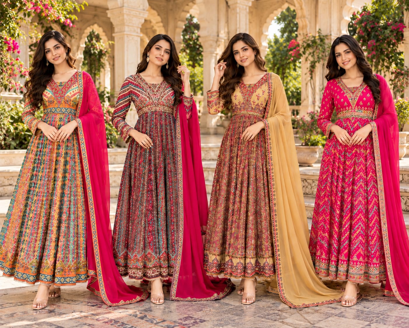 ANJU FABRICS 4257 PURE CHINON LONG PARTYWEAR GOWN