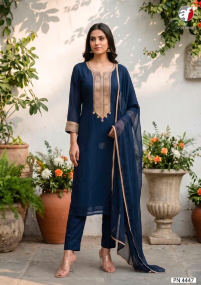 ANJU FABRICS 4448 NATURAL CREPE THREE PIECE SET